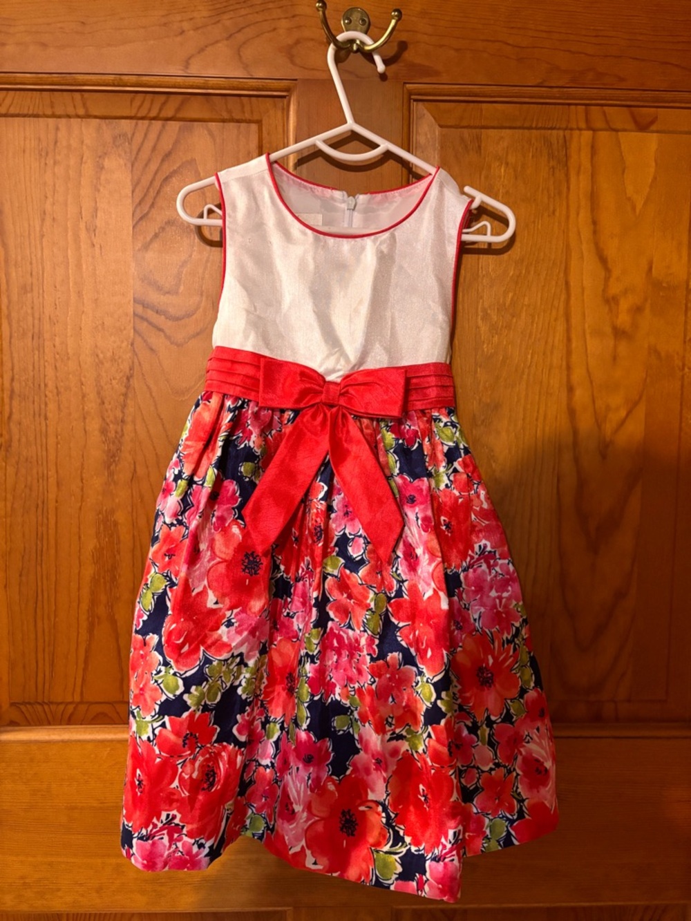American Princess Girls Floral Pink Bow Party Dress